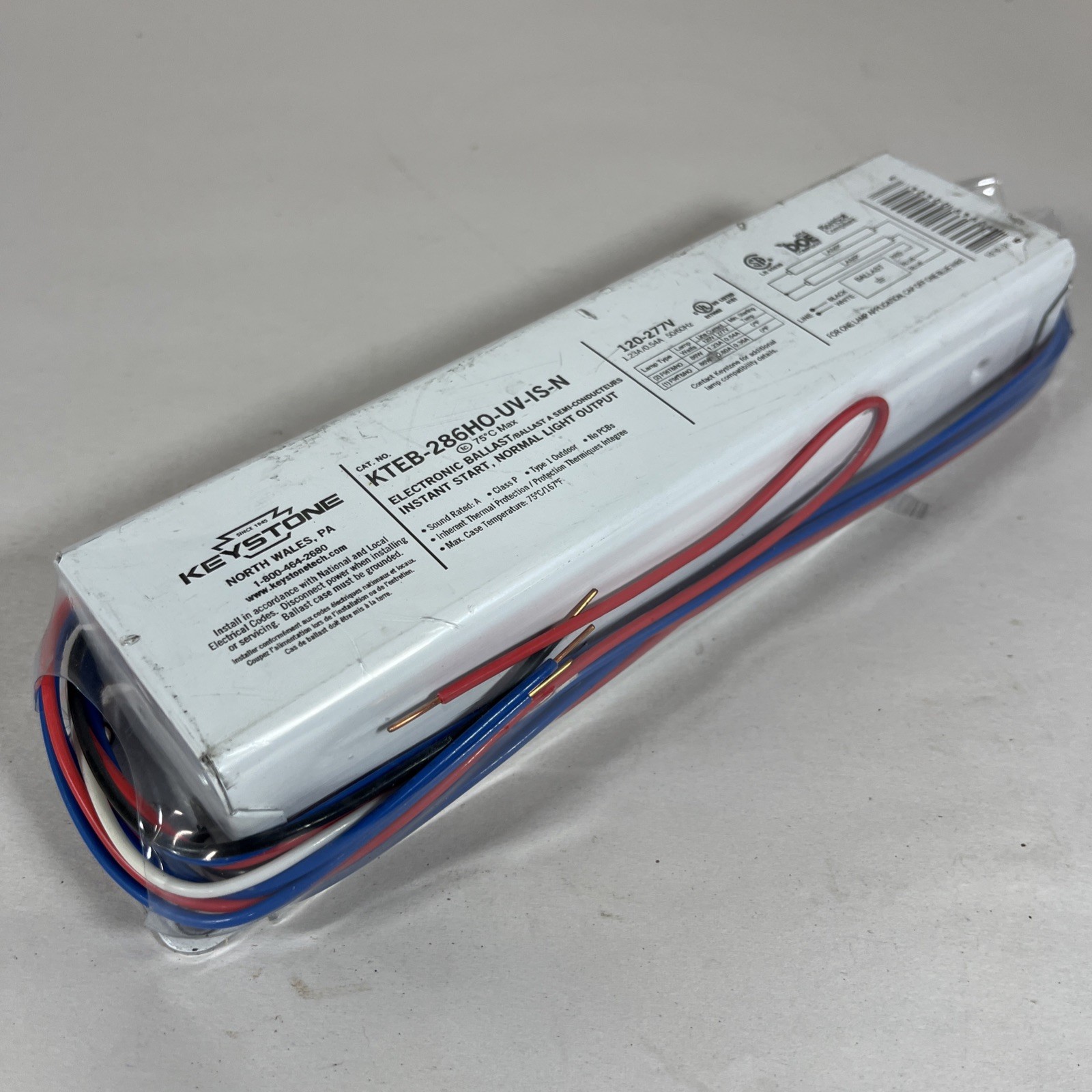 New Keystone Electronic Ballast #KTEB-286HO-UV-IS-N