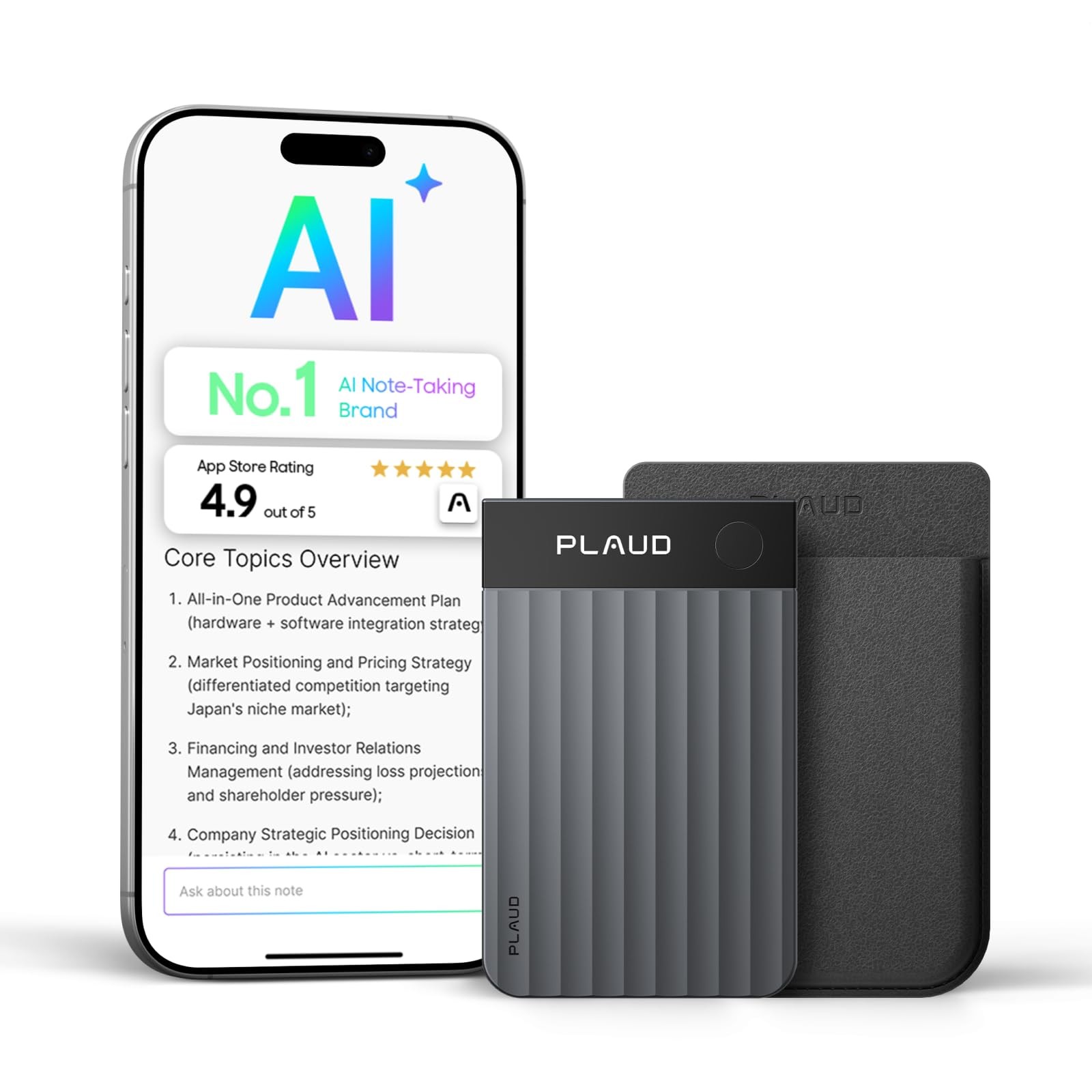 Plaud Note Pro AI Voice Recorder, Transcribe & Summarize with Black