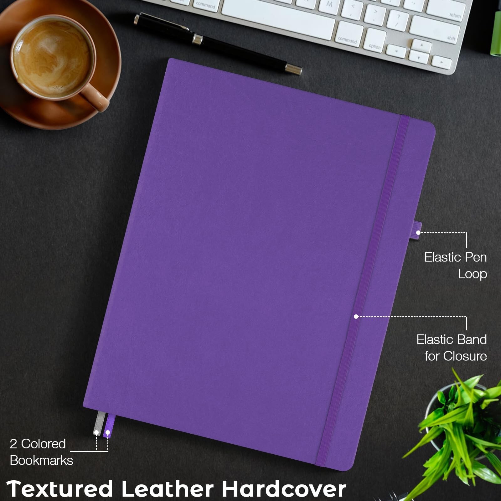College Ruled Notebook, A4 Hardcover Leather Notebook for Work, Lined Noteboo…