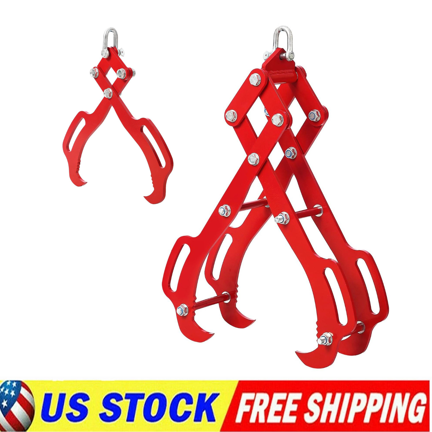 18/28/36″ 2 4 Claw Log Lifting Tongs Swivel Grapple Timber Claw Felling Grabber