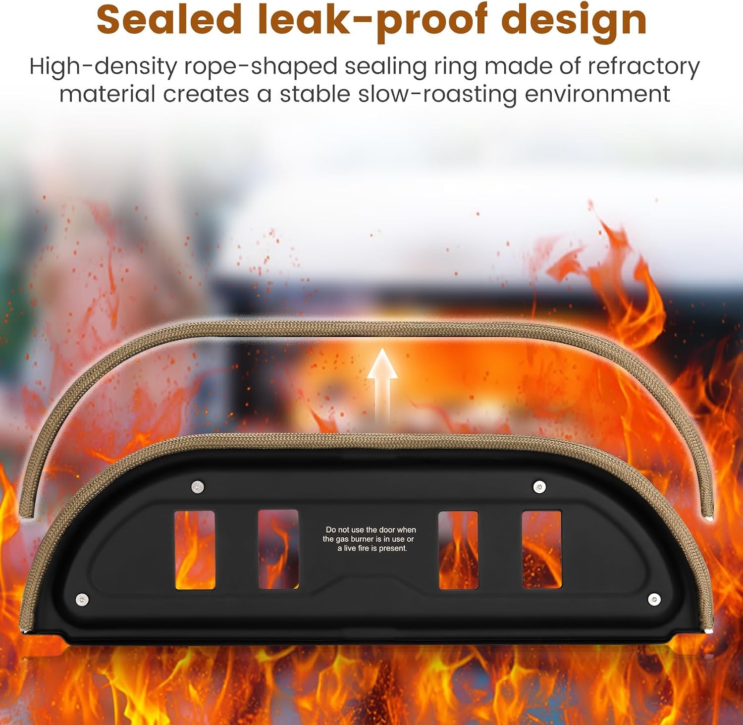 Dome Pizza Oven Door with Rope Seal,Sliding Vent Control,Compatible with Gozney