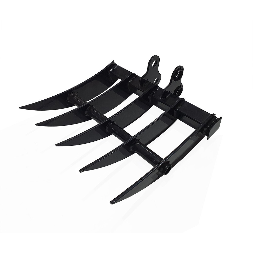 Agrotk 20in Excavator Rake 5 Teeth Attachment Fit for 0.8-1.8 Mini Diggers Black