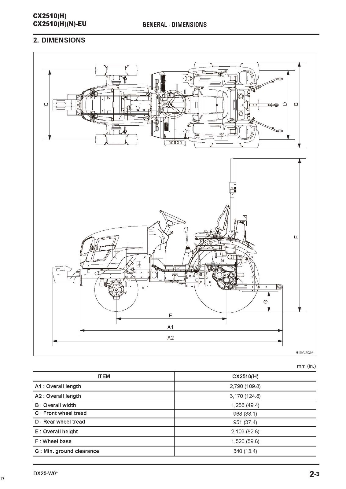 2510 Tractors Workshop Technical Repair Manual Fits Kioti CX2510-H CX2510-H N
