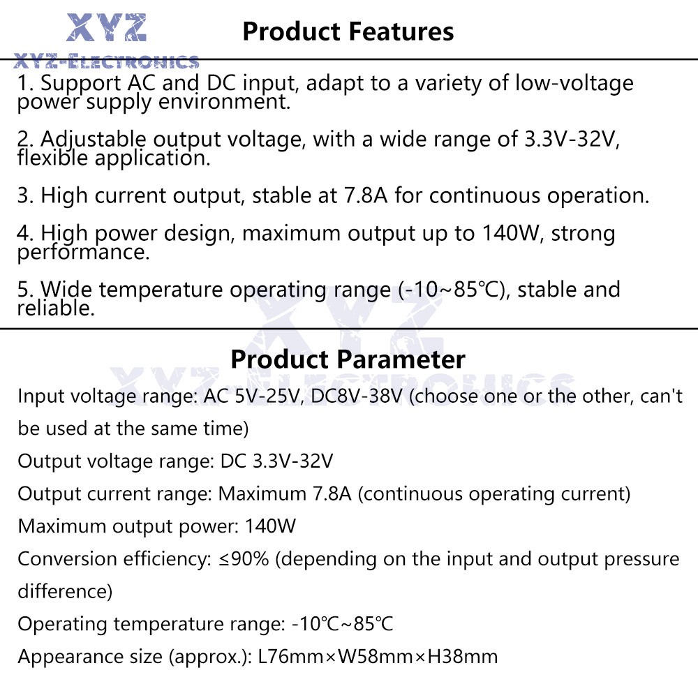 AC 5-25V/DC 8-38V To DC 3.3-32V Buck Power Module Adjustable Voltage Regulator