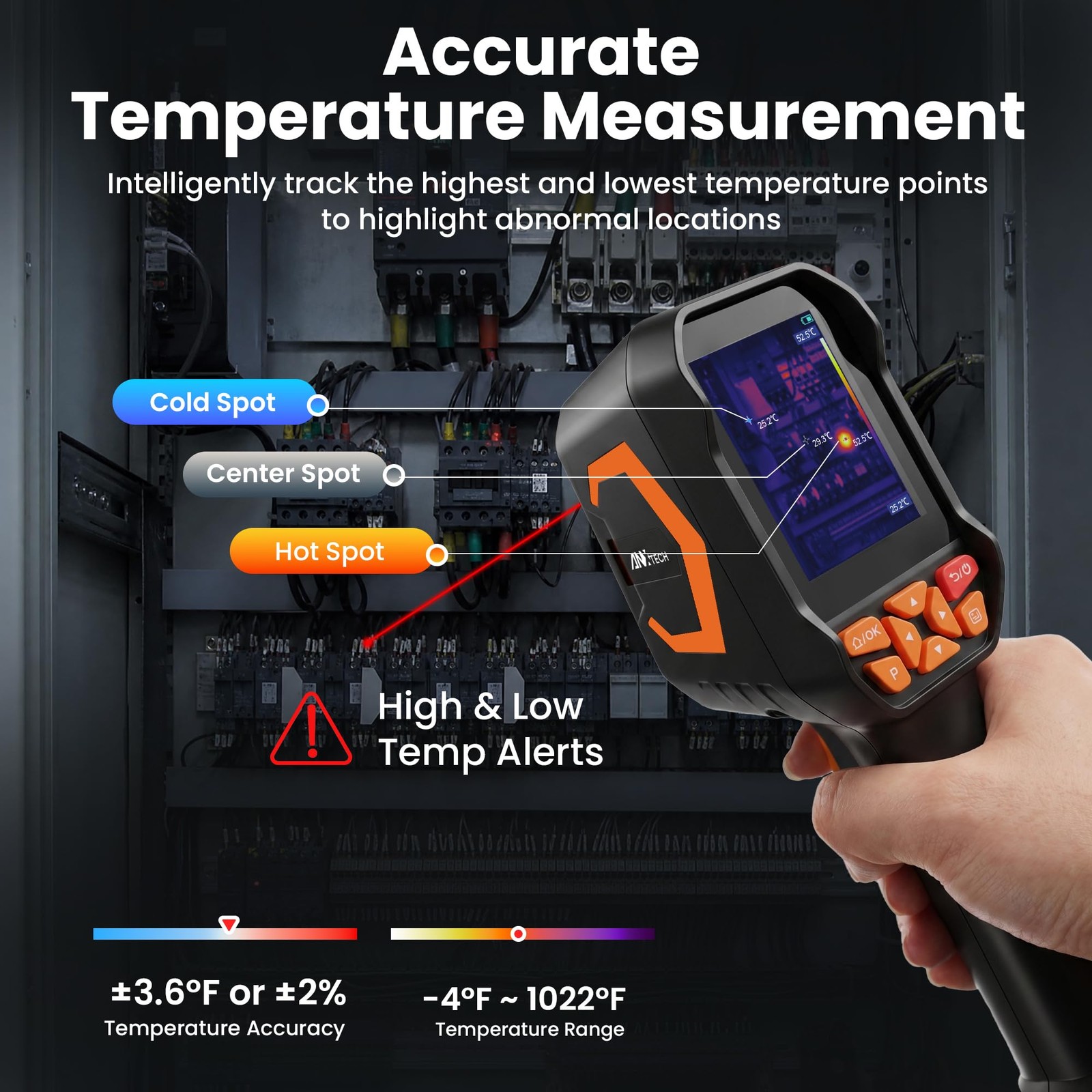 ANXTECH Handheld Thermal Camera 240×180 25Hz for Home 240×180, Orange