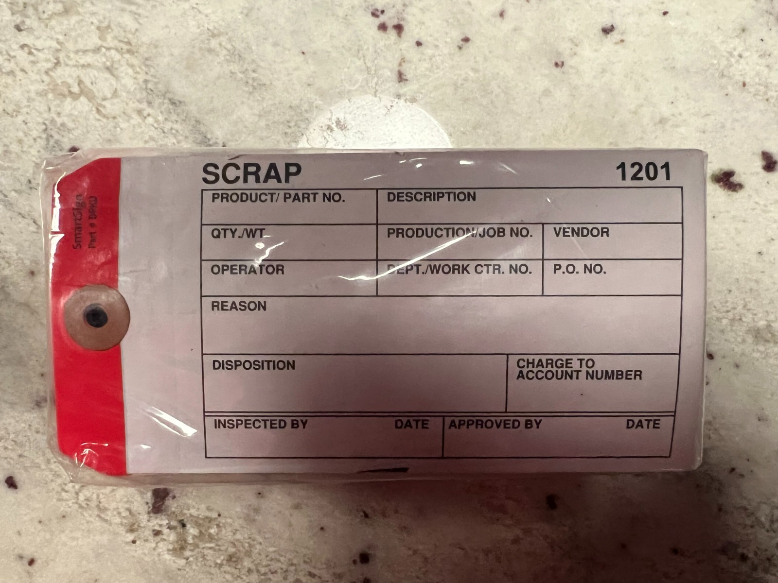 SmartSign 100 Pack 3 Part Scrap Inventory Tags 6.25″ x 3.125″ 13-pt Red Card