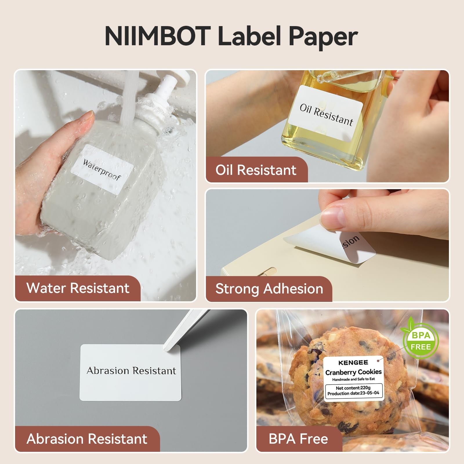 2 Rolls Waterproof Thermal Printer Labels 1.57” x 0.79” – Oil-Proof, Tear-Proo