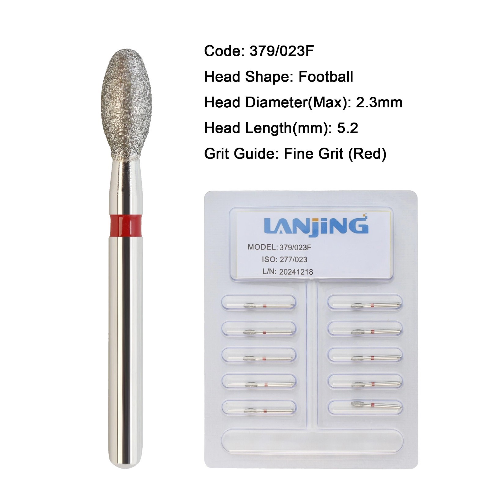 Dental Diamond Burs FG Surgical Long Round Egg Football Pear 330 High Speed