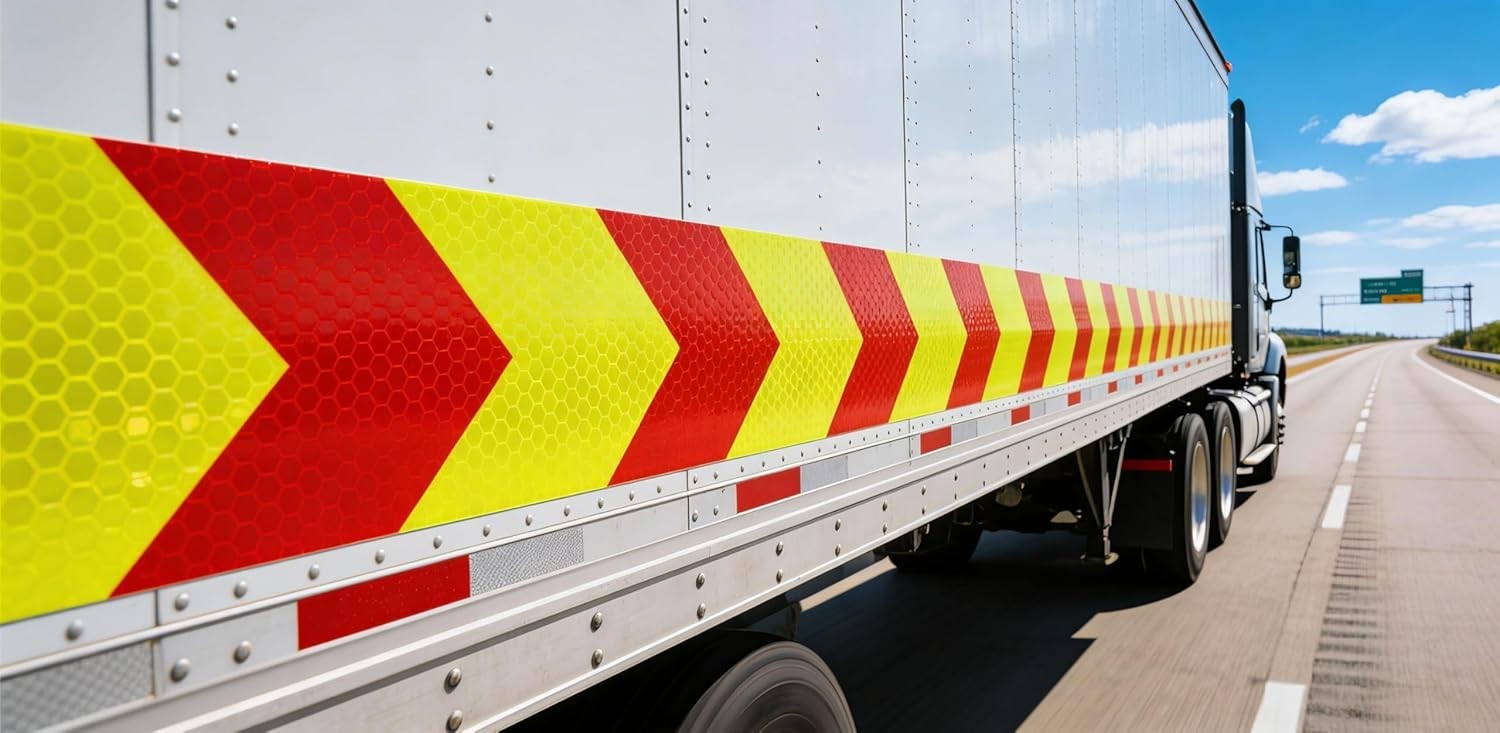2 Inch x 30 Feet Red Yellow Reflective Safety Tape for Trucks Trailers Vehicles