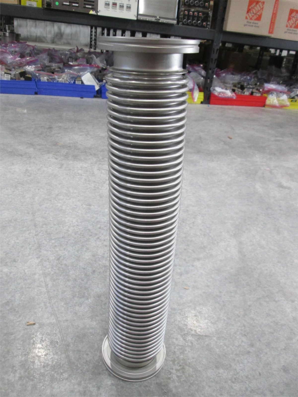 Stainless Steel Formed Bellows Vacuum Pipe / Hose, 19 1/2″L, 107MM Flange, Used
