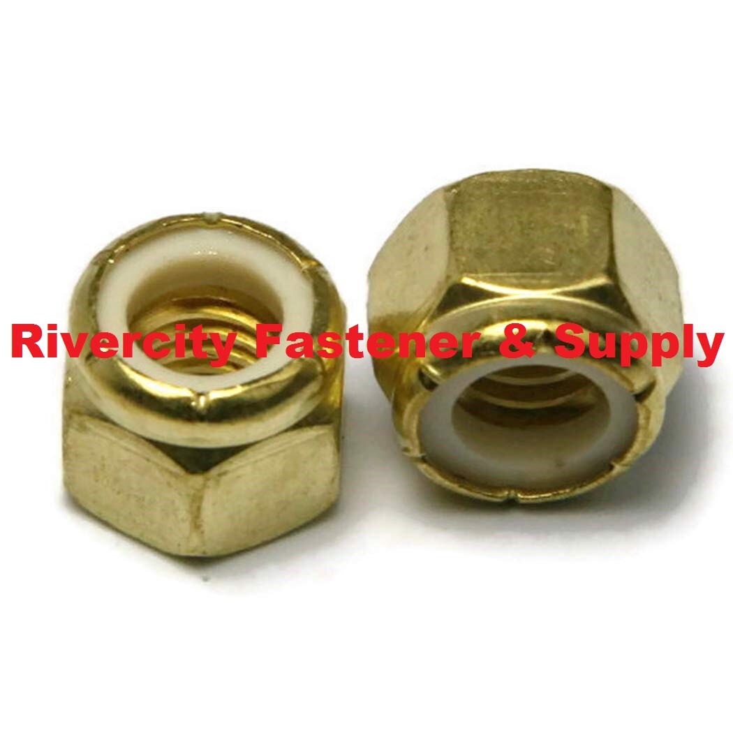3/8 x 16 Brass Nylon Insert Lock Stop Nyloc Nuts 3/8-16 Nut nylock 3/8×16