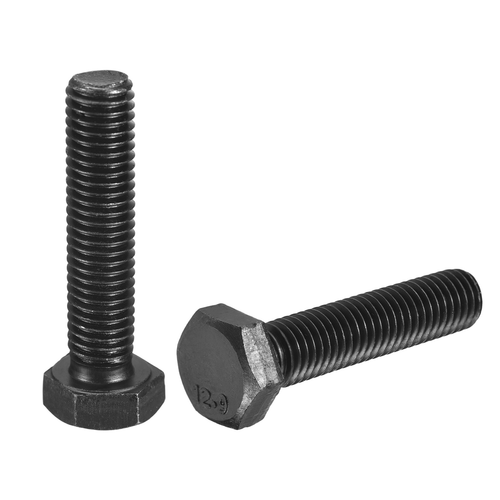 2Pcs M10-1.5 x 45mm Left Hand Hex Head Bolt Black Oxide Carbon Steel Reverse