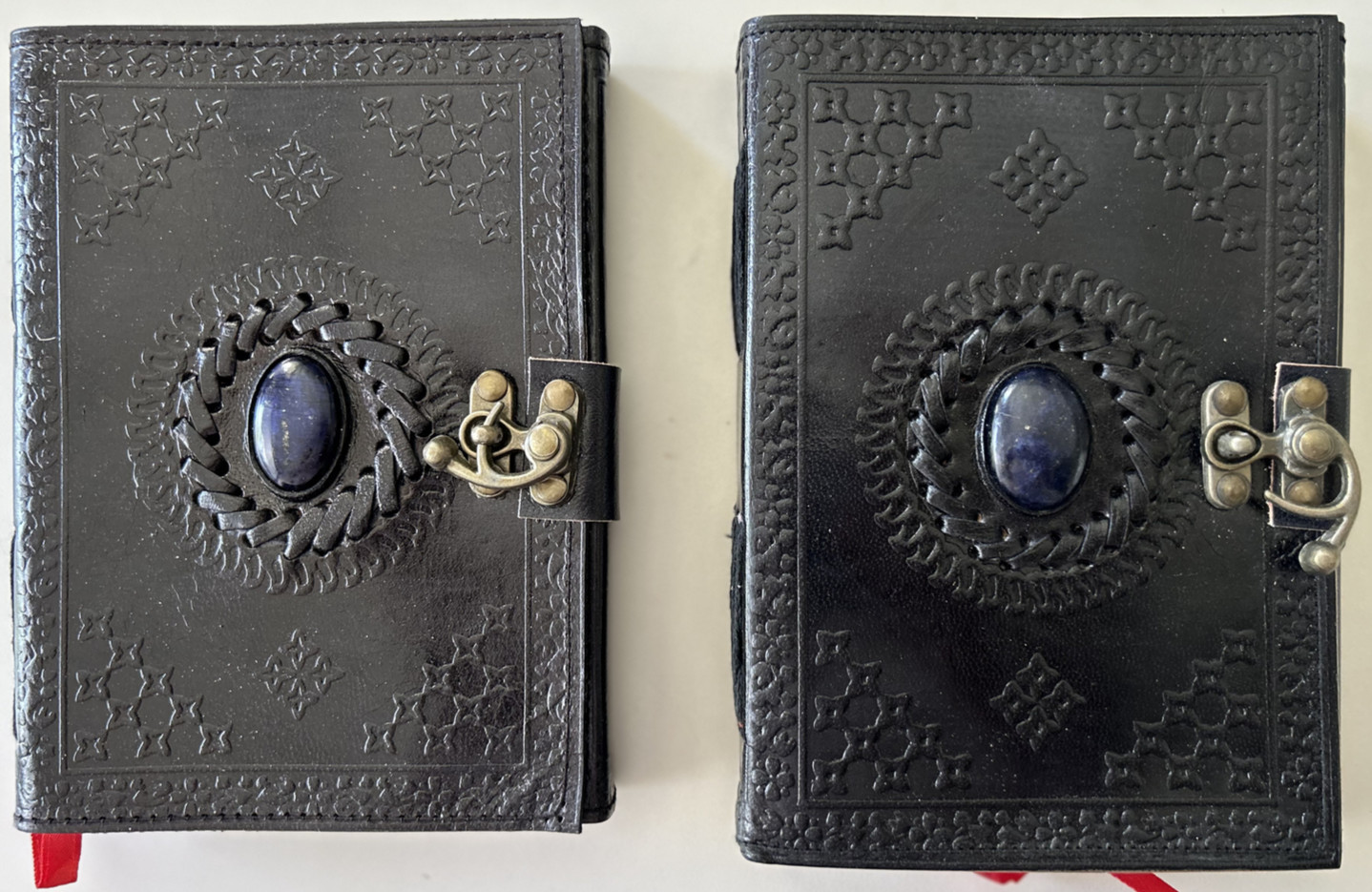 Handmade Genuine Leather Bound Journal Lapis Stone Matt Paper 110 Page 2-Pack