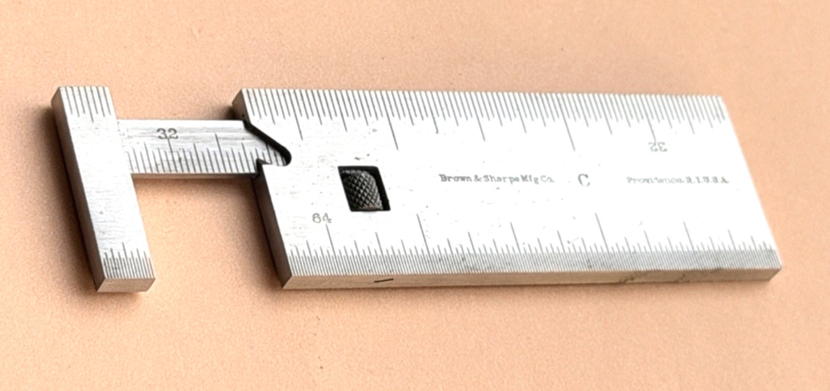 Rare Brown & Sharpe Mfg. Co. No.391 3-Inch Steel Pocket Caliper Rule. USA Made!