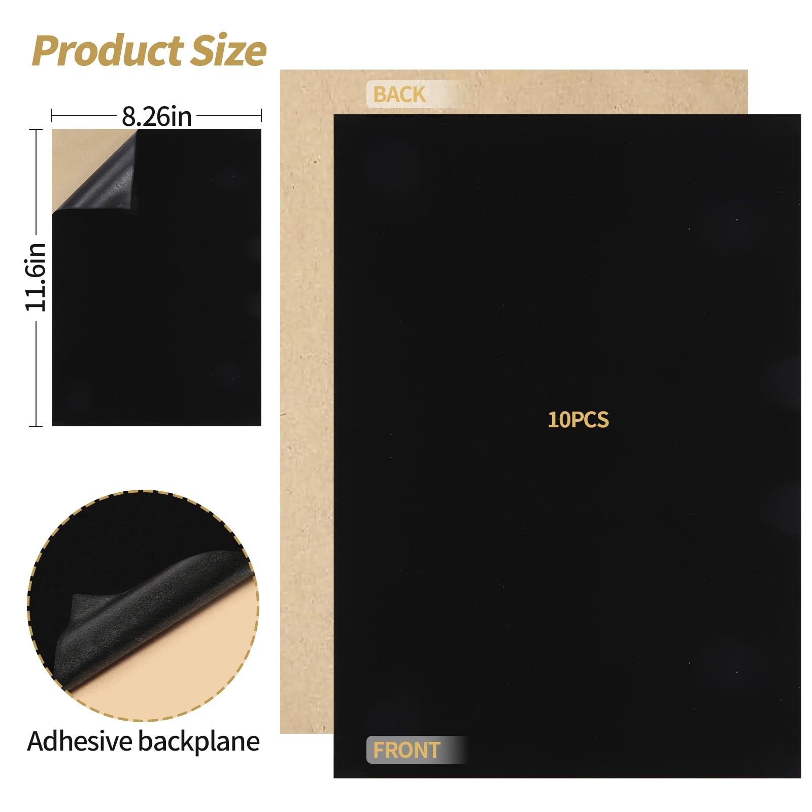 Black Felt Sheets with Self-Adhesive Backing,Soft Fabric for Crafts Jewelry Box