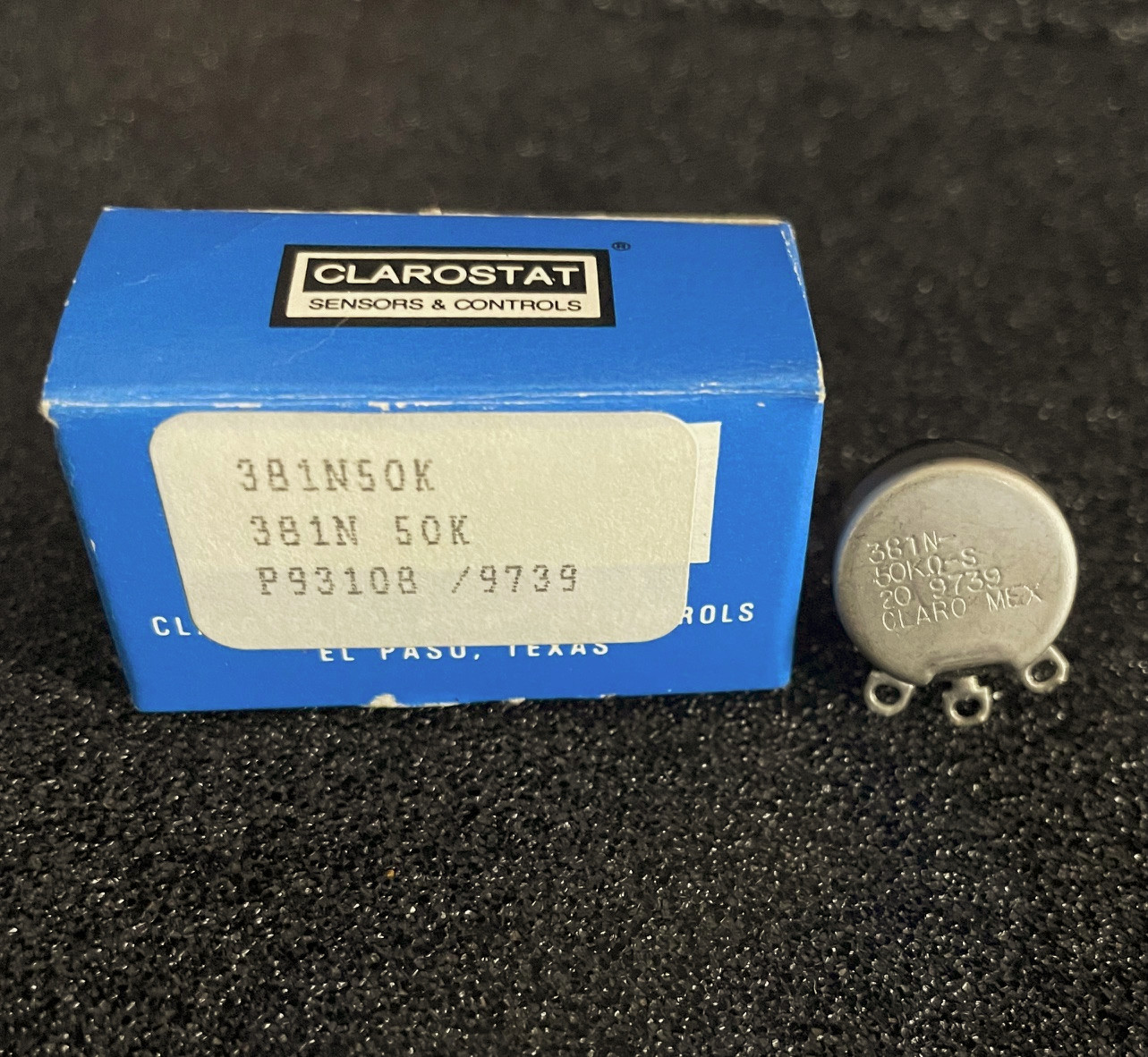 1pc Clarostat 381N-50KΩ-S 50K OHM 1-WATT Linear Taper Potentiometer **NOS
