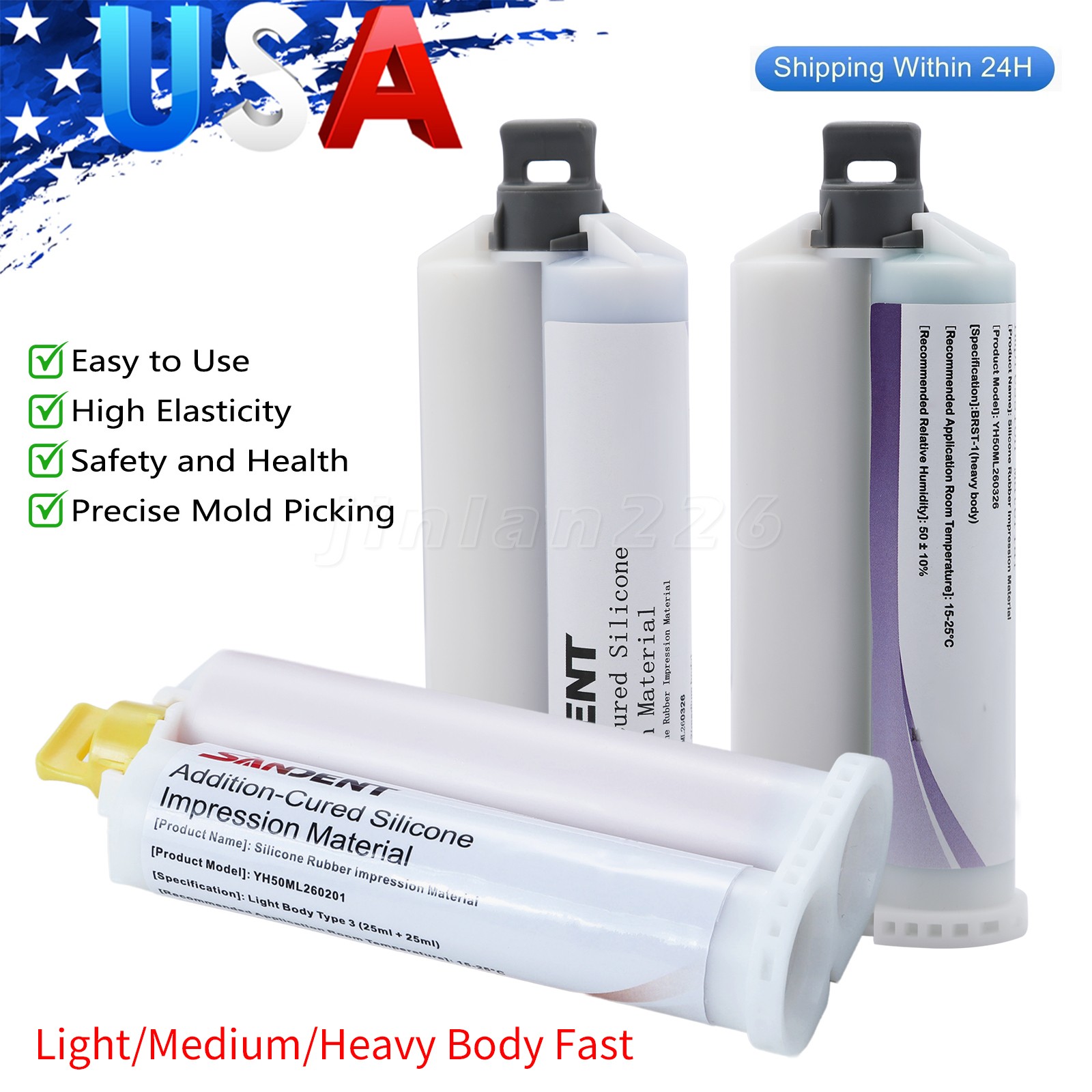 up to 100x50ml Dental VPS Impression Material Fast Set with Tips