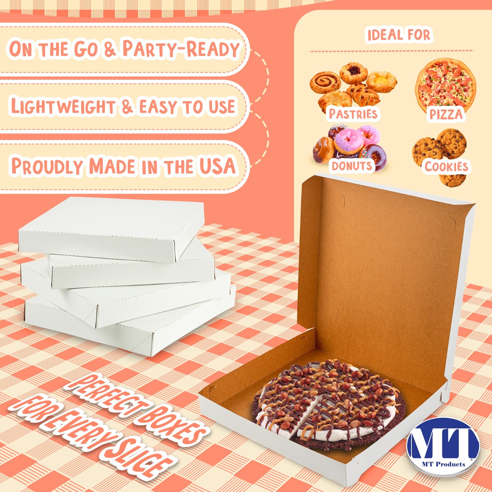 MT Products 10″ x 10″ x 1.5″ Plain White Extra Thin Pizza Boxes – Pack of 10