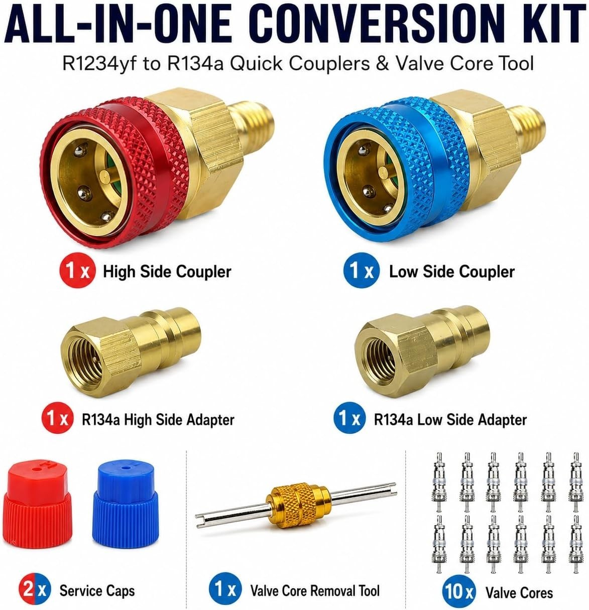 R1234yf Adapter & 1234yf Refrigerant Recharge Kit – R1234yf to R134a Adapter wit