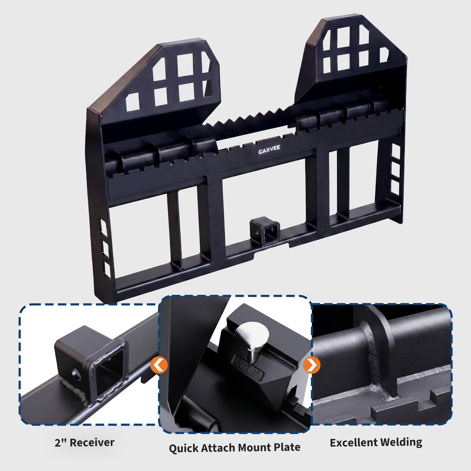 45″ Skid Steer Pallet Fork Frame w/ 48″ Forklift Blades Kubota Bobcat Skid Steer