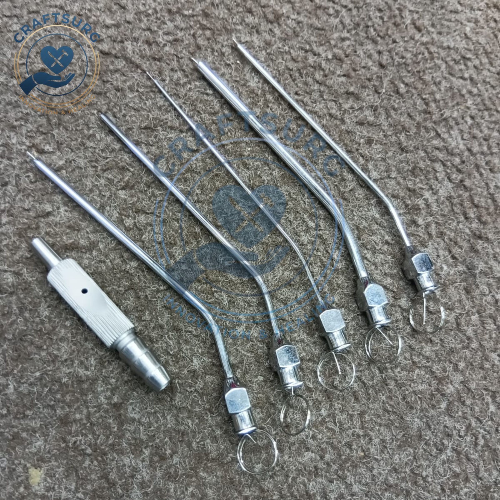 ENT Micro Suction Tube Set 6pcs (12-22G) w/ Suction Adapter Cannula Surgical