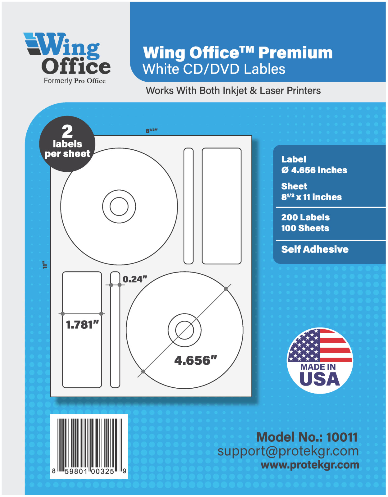 Wing OFFICE 200 Premium Media CD/DVD Labels Matte Memorex Core Self Adhesive