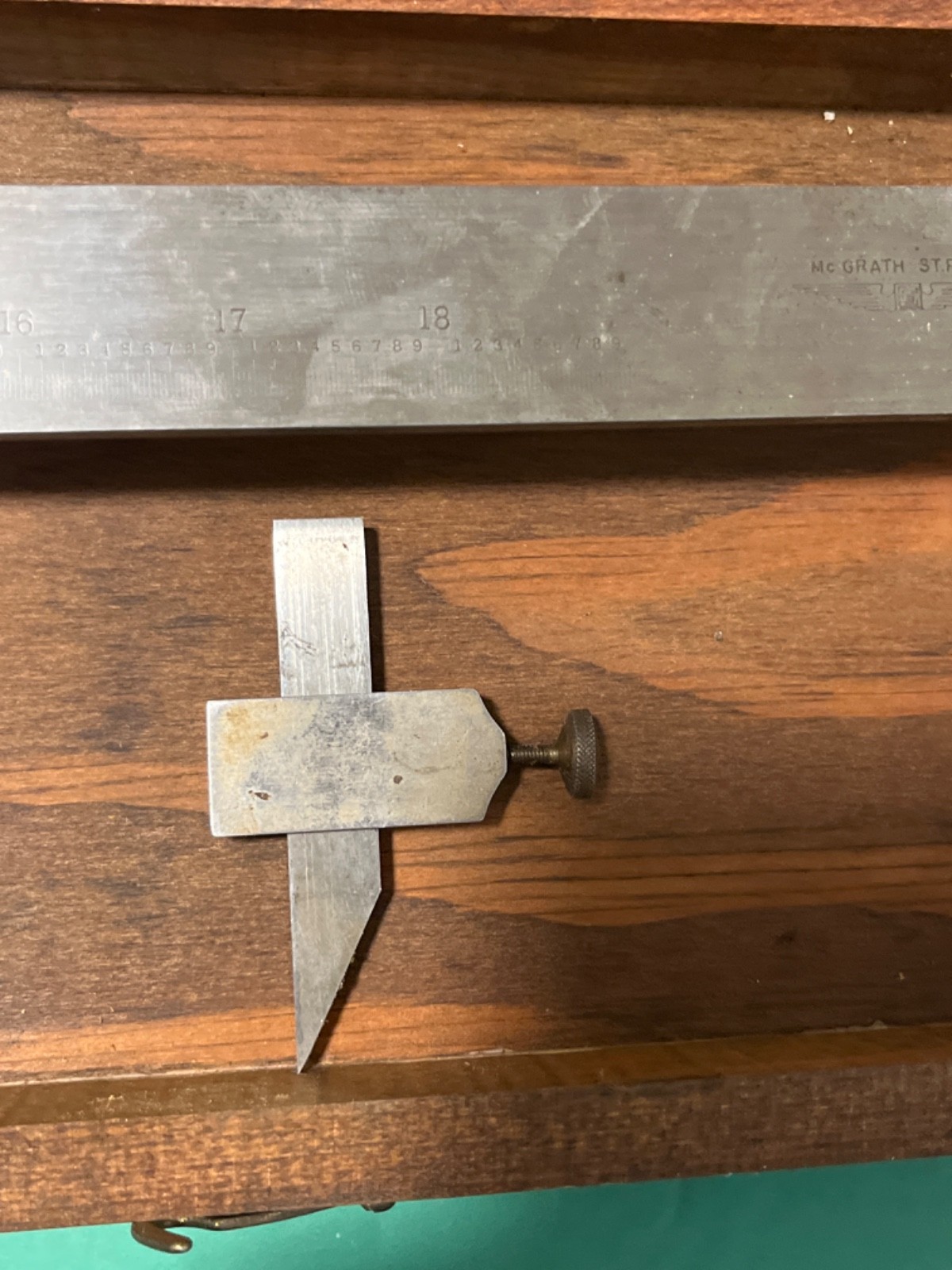 Vintage McGrath Vernier Height Gage in wooden box. St Paul.