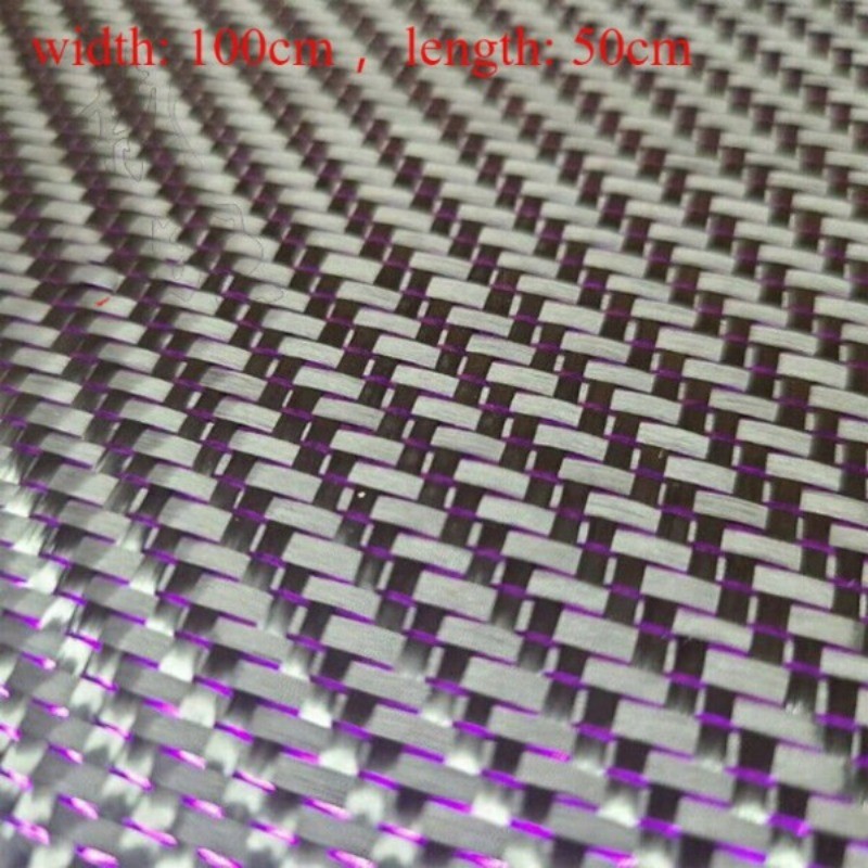 3K Carbon fiber & Metallic Purple Reflection Mixed Cloth Twill Weave 100cm *50cm