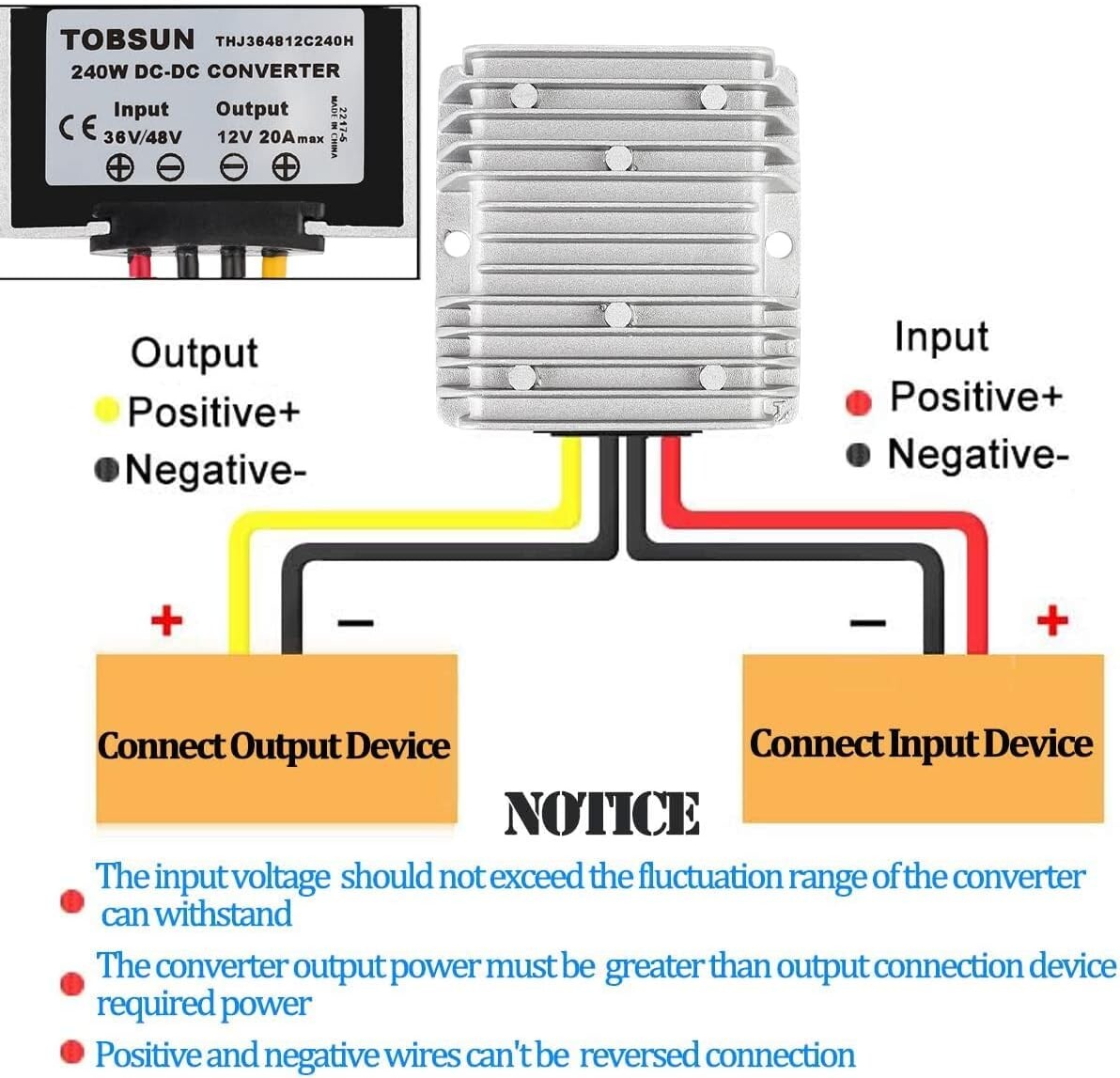 DC 48V 36V to DC 12V 20A 240W Converter Step Down Voltage Regulator Waterproof