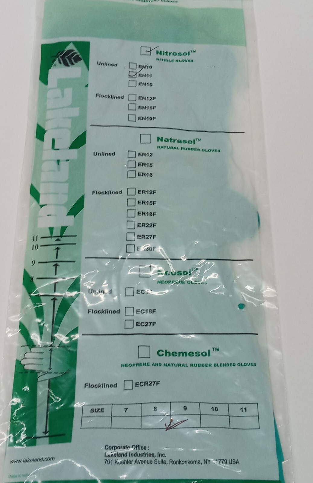 Lot of 6 Pair Lakeland Industrial Chemical Resistant Nitrosol Gloves Size 9
