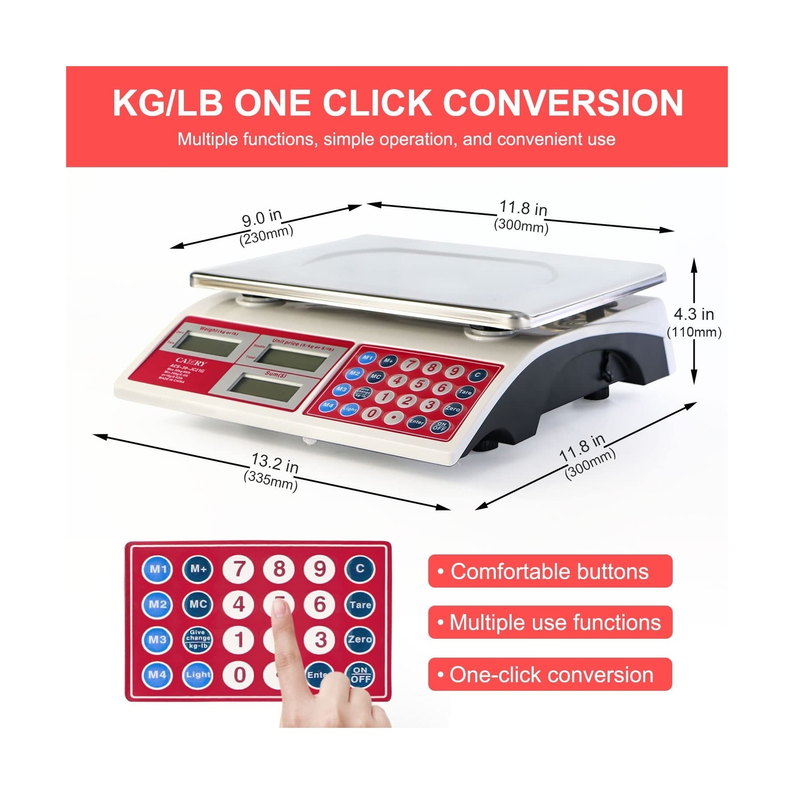 CAMRY Digital Price Computing Scale 66lb/30kg Commercial Produce Scale with S…