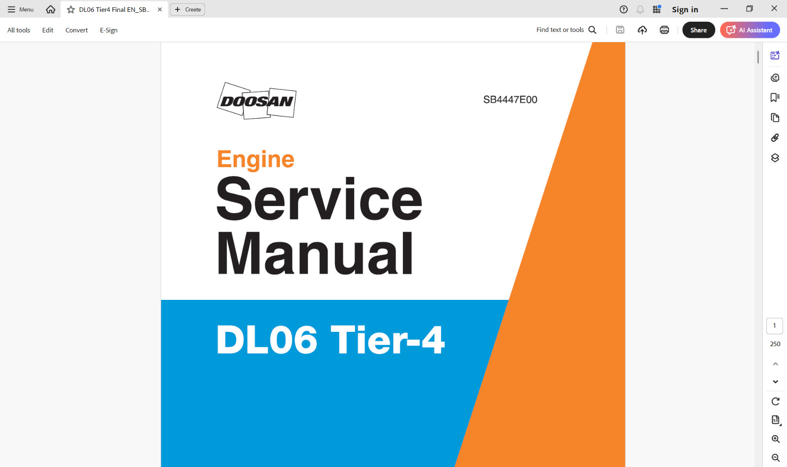 DOOSAN Forklift Service Manuals and Parts Manuals on a USB Flash Drive.