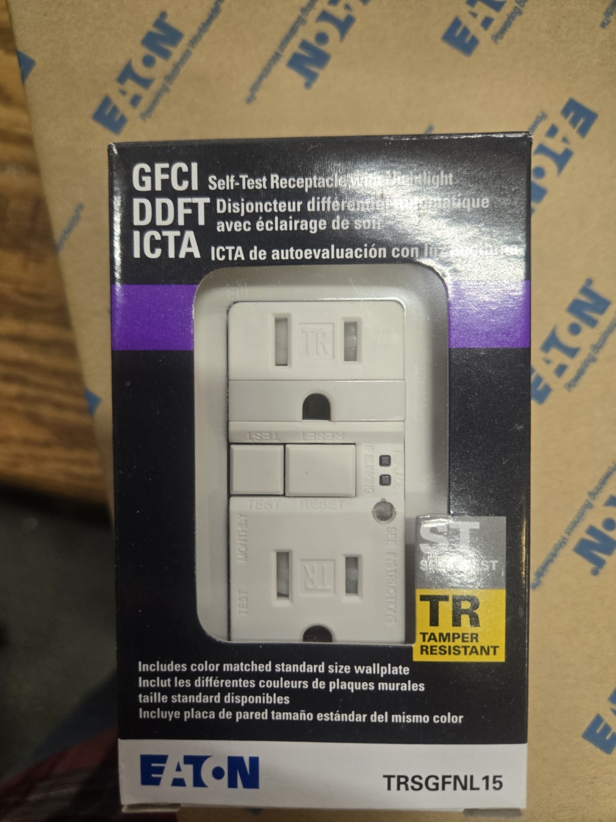 Eaton TRAFGF15 GFCI Self-Test 15A 125V Duplex Outlet White Box Of 10