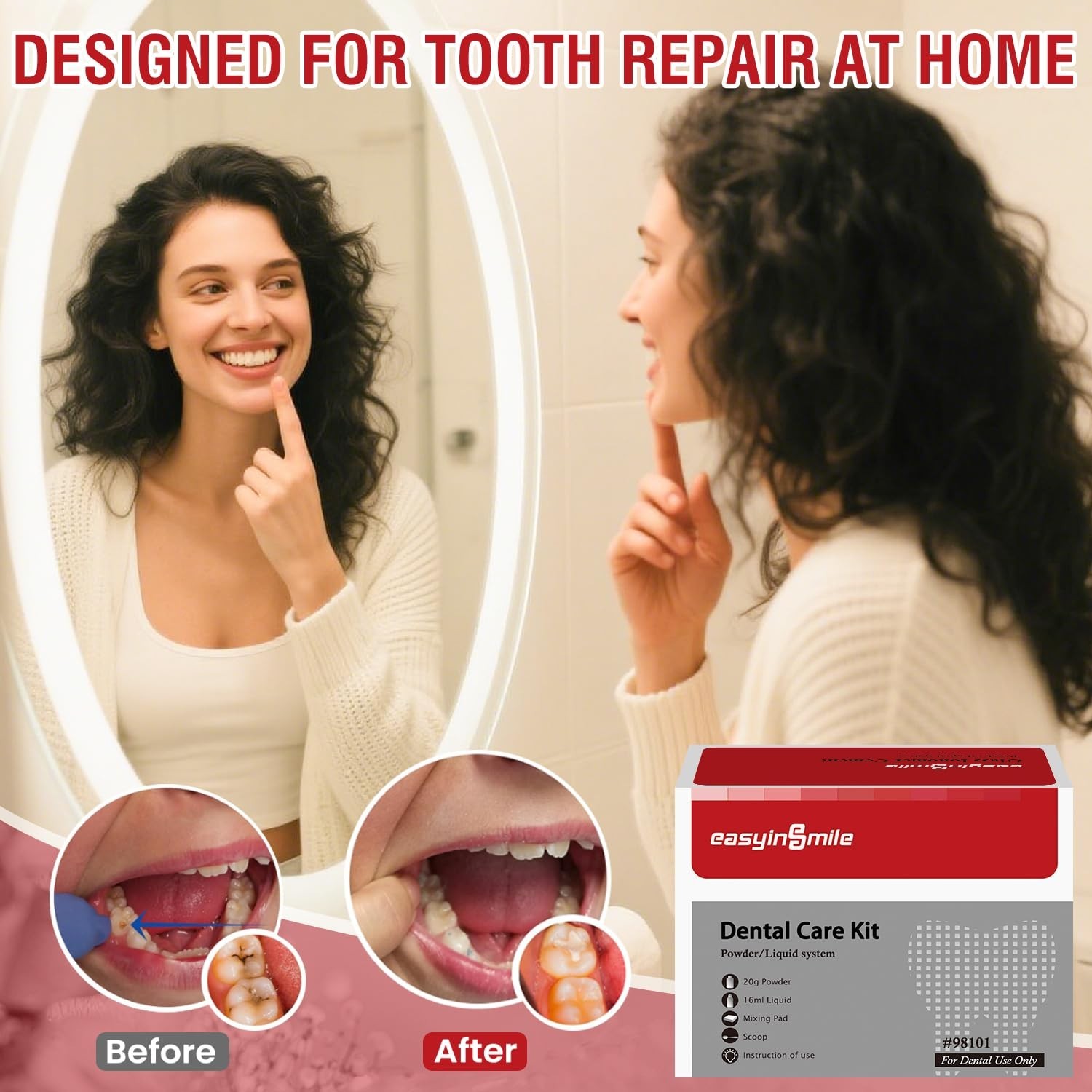 Tooth Repair Kit Zinc Oxide Eugenol Dental Cement for Chipped Broken Teeth