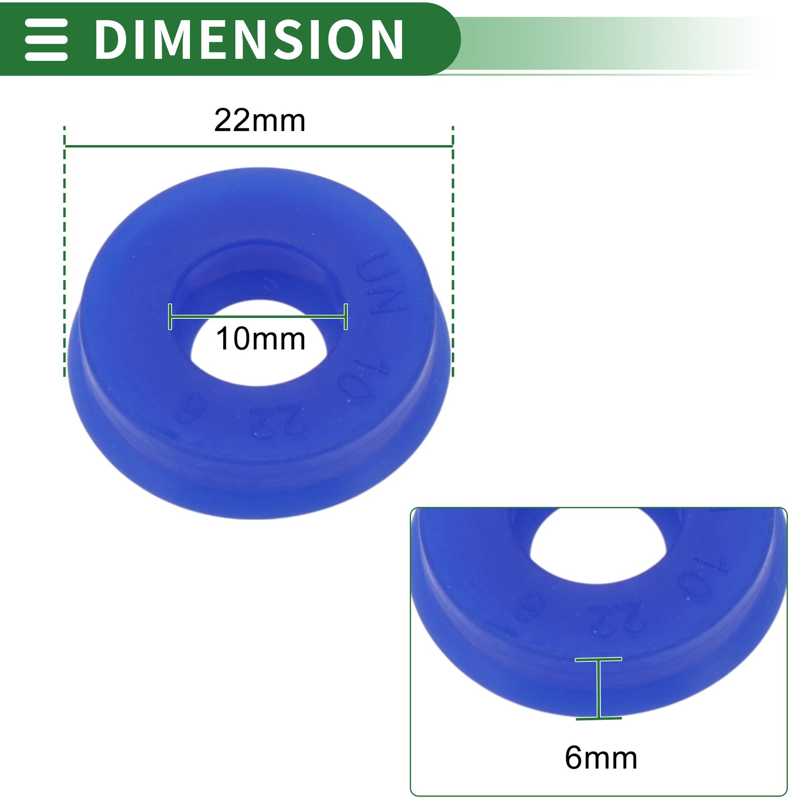 Oil Seal Seal Ring Rotary Shaft Seal TPU 10x22x6mm High Pressure Blue 10 Pcs