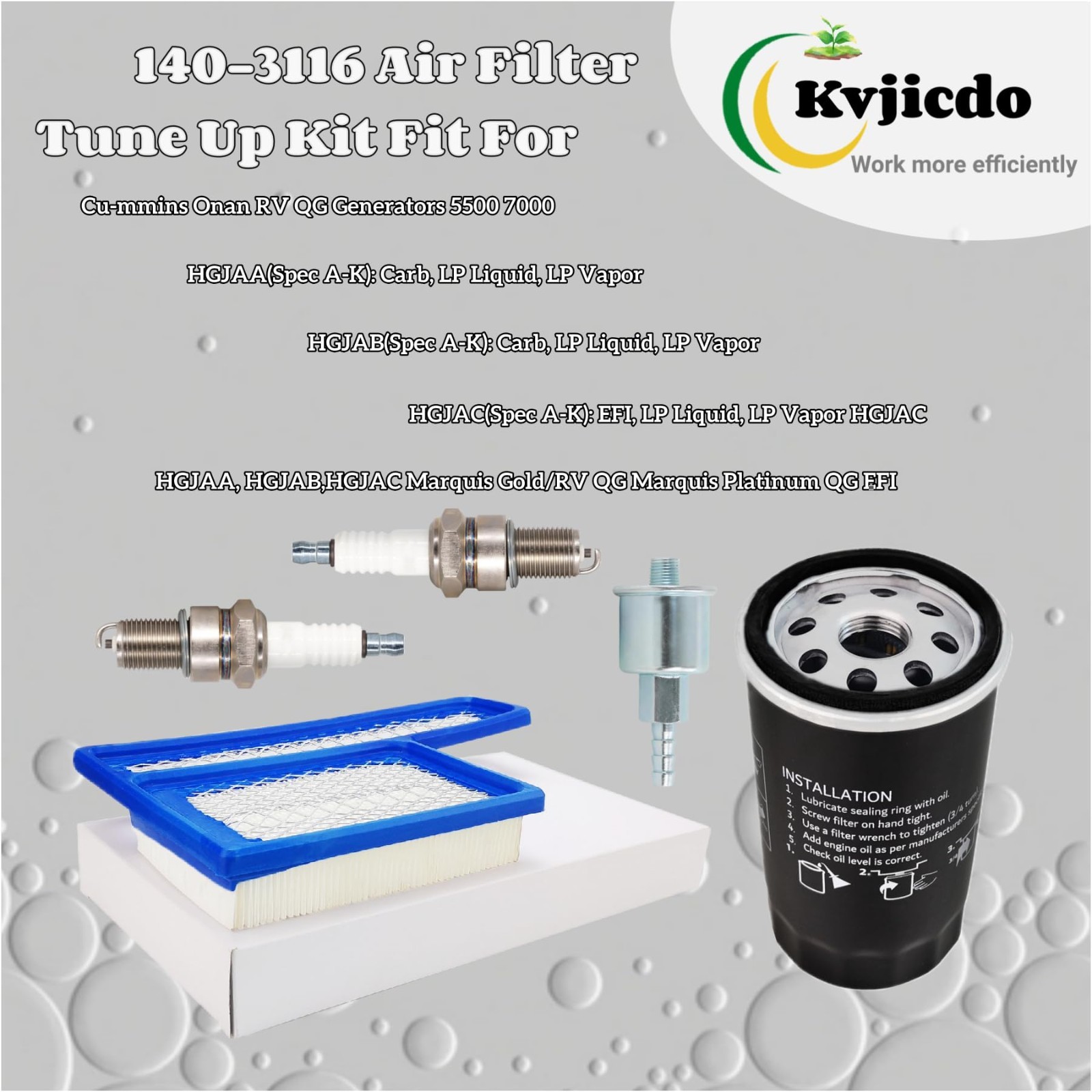 Tune-Up Kit for RV Generators – Air & Oil Filters for Onan 5500/7000 QG Engines