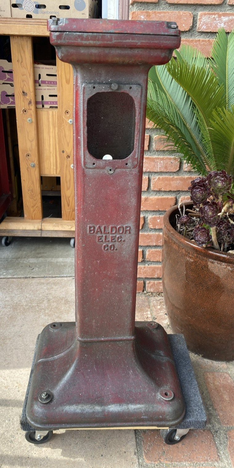 VINTAGE! BALDOR CAST IRON PEDESTAL GRINDER & BUFFER STAND FOR 6», 7», 8»