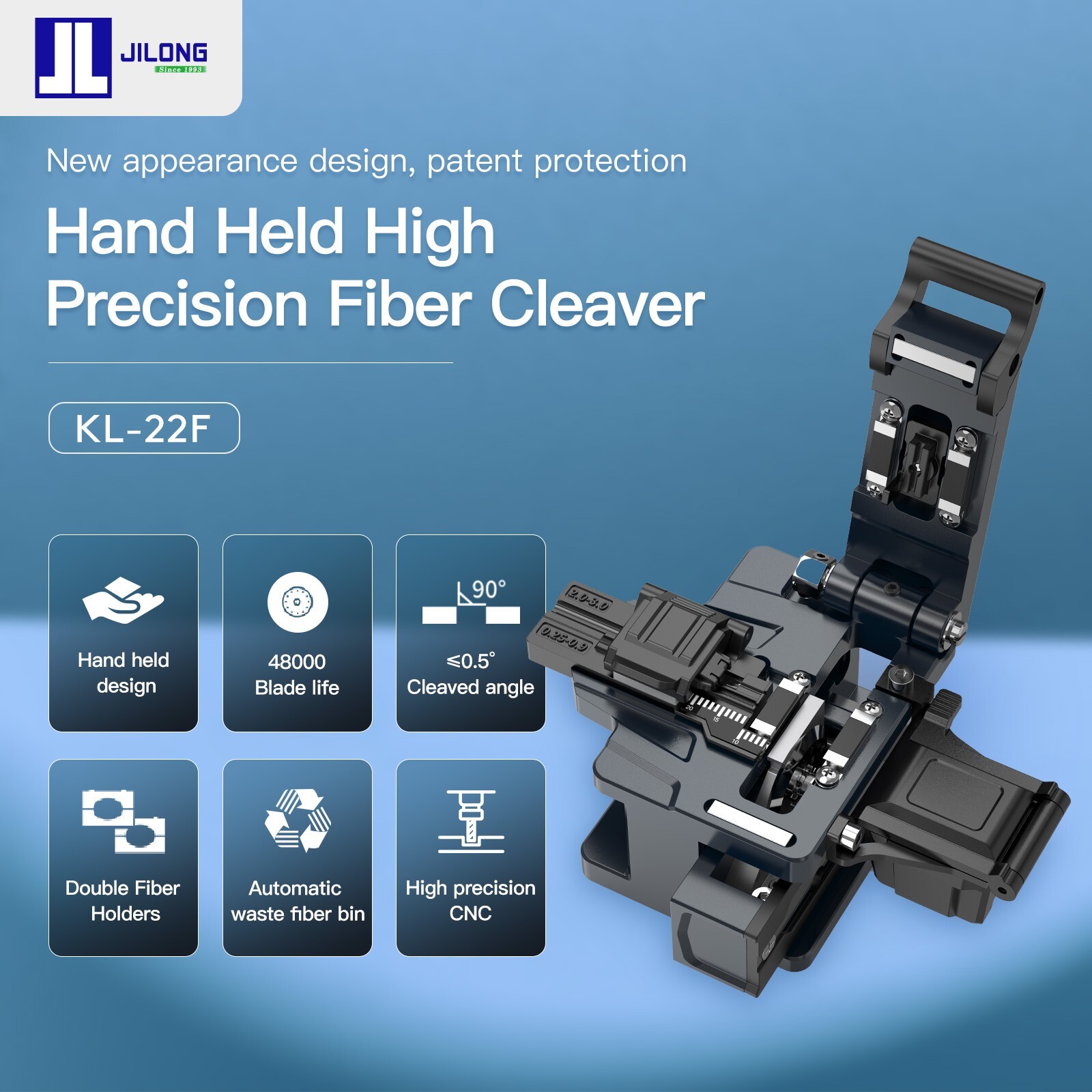 JILONG Fiber Cleaver KL-22F All-in-1 Fixture Cutter w/48000 Cleaves Blade Life