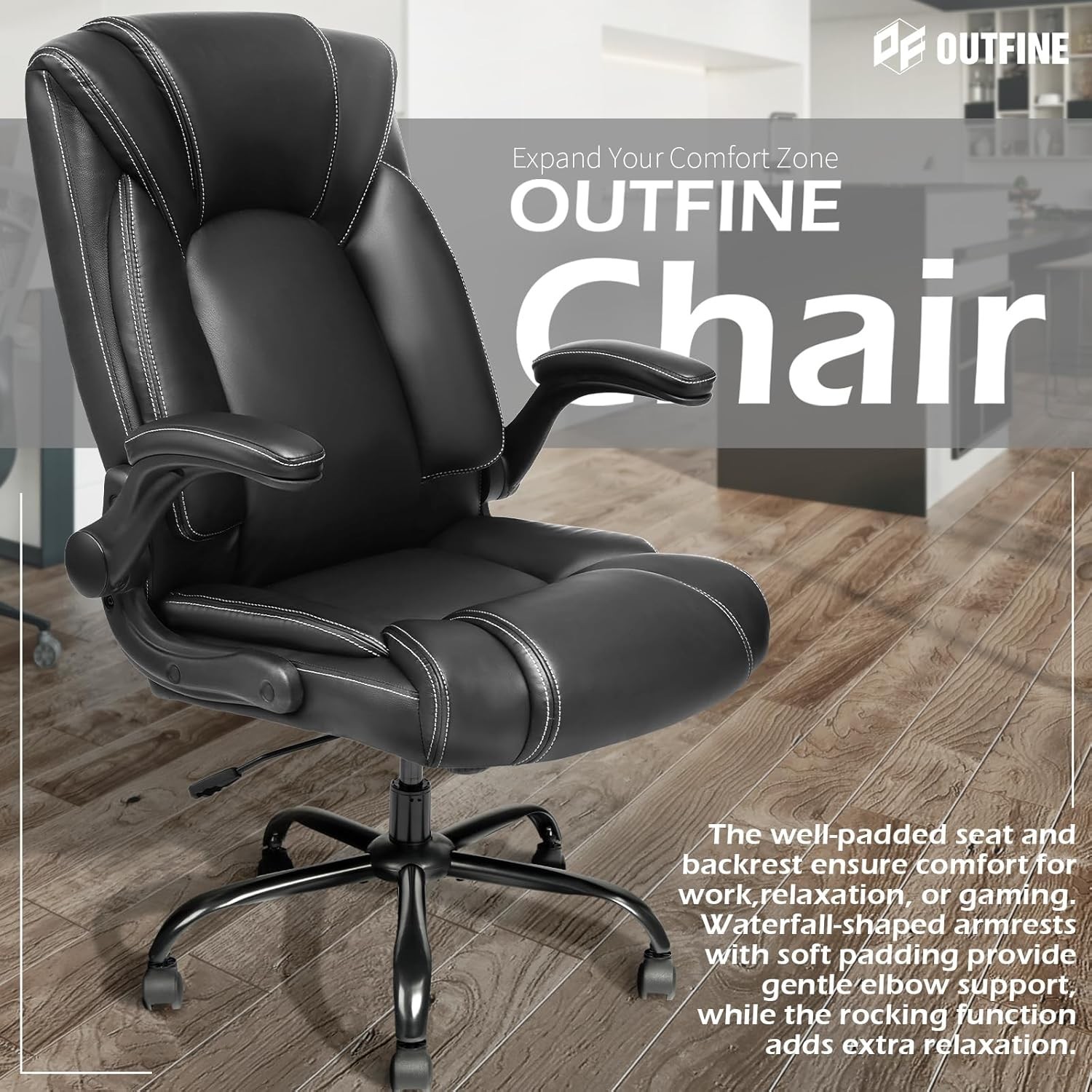 Flip-up Arms Office Chair 300lbs Executive Chair Swivel Office Chair with hydrol