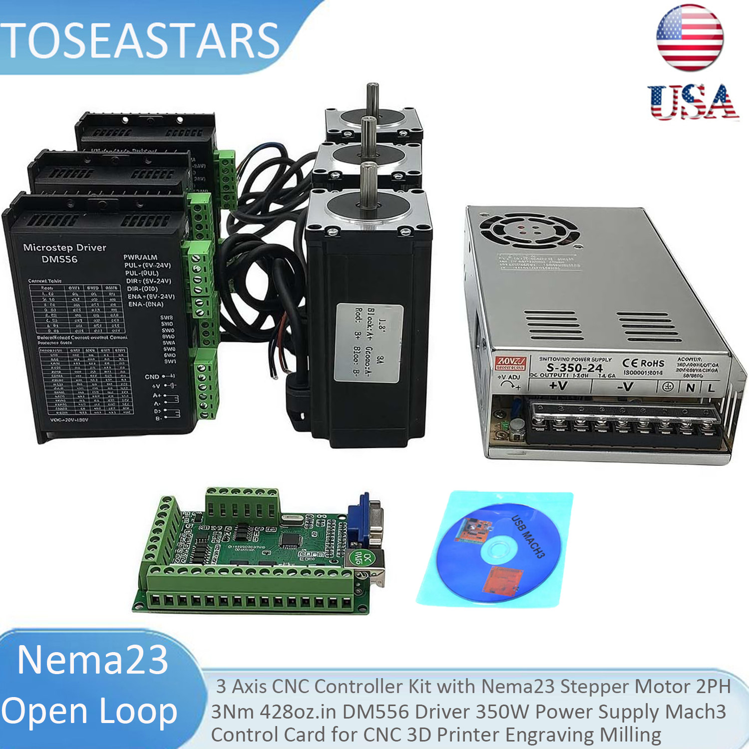 3 Axis CNC controller Kit,Nema 23 57 Step motor Driver for Camera Sliders/Robot