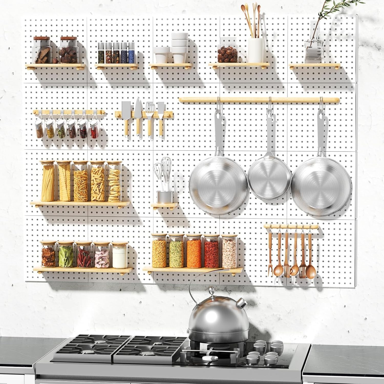 6PCS White Metal Pegboard – Perfect for Home, Garage, and Craft Storage