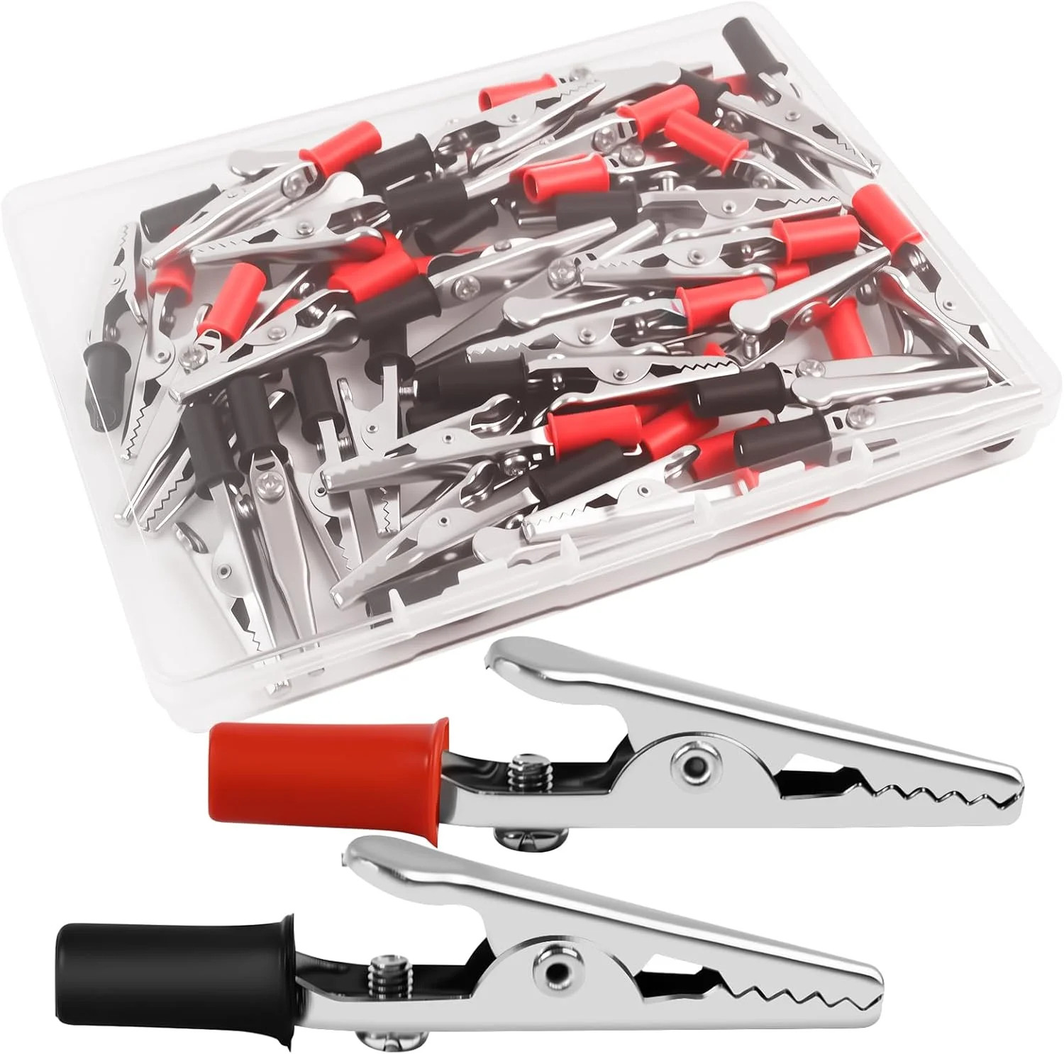50PCS Small Alligator Clips Electrical Test Clamps with Plastic Hands – Red and