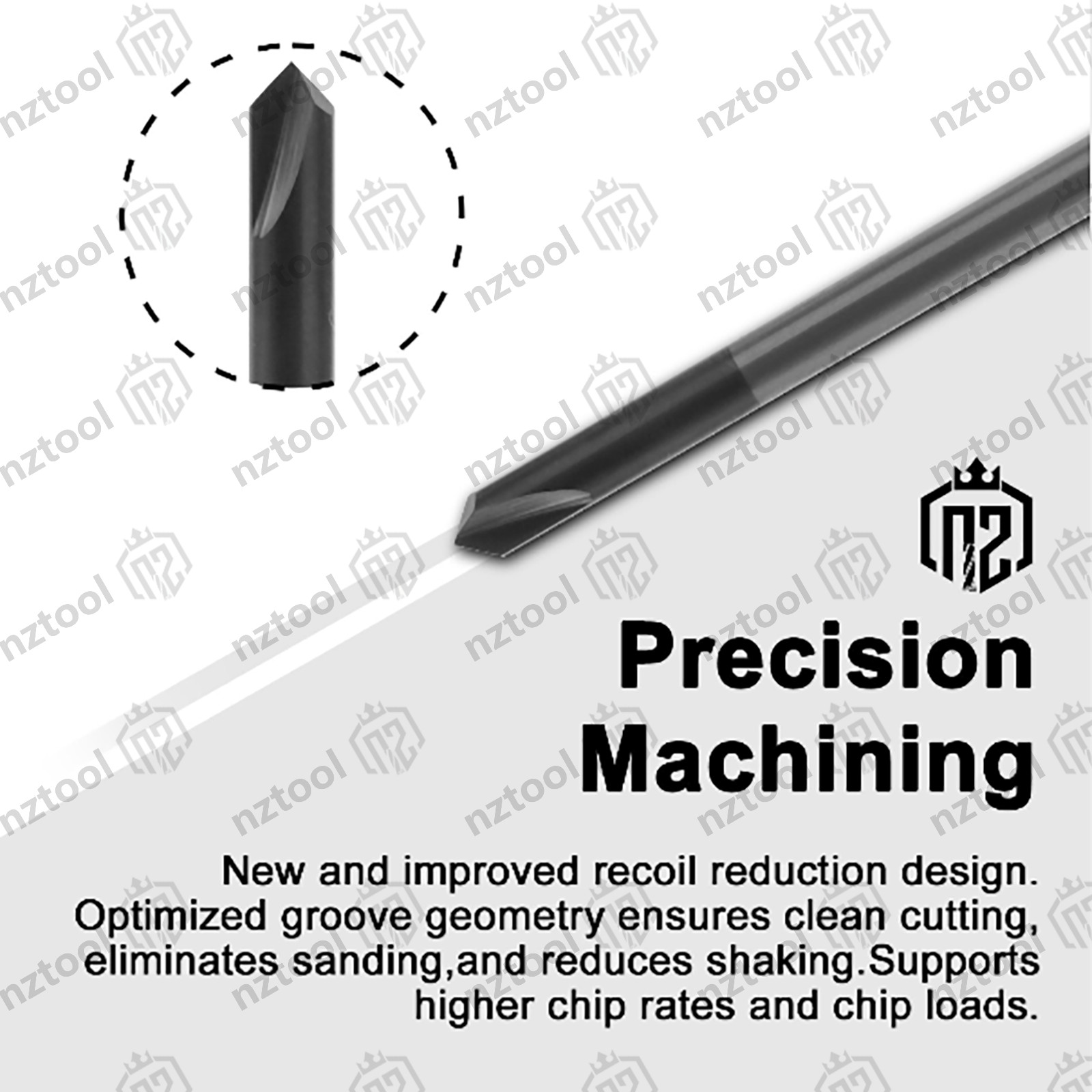 10PCS 1/4″ 4 Flute 90 Degree Carbide Chamfer Mills – Single End – AlTiN Coated