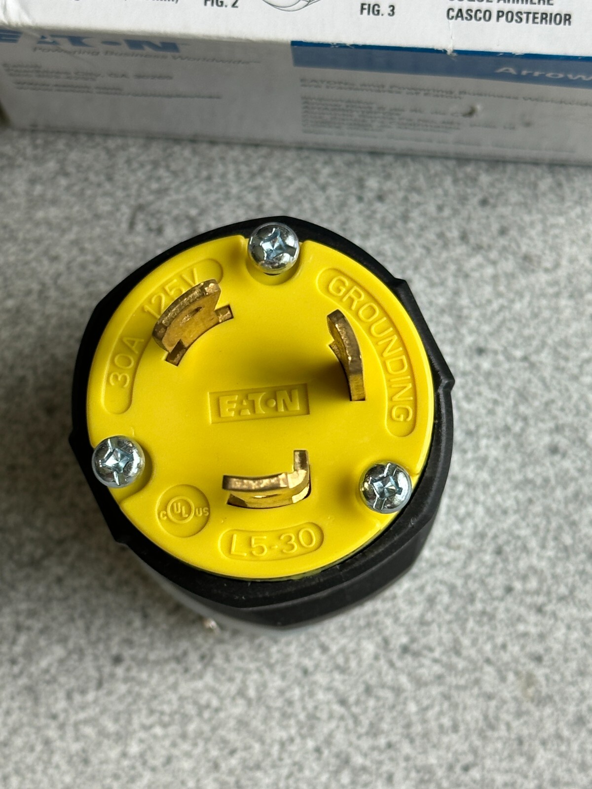 NEW Eaton AHCL530P Locking Plug L5-30P 30A 125V Yellow Ultra Grip 2 Pole 3 Wire