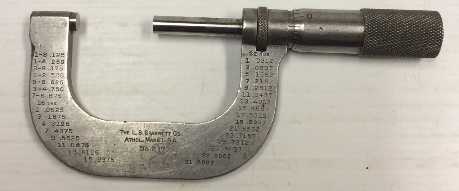 Vtg Starrett No.217,1-2″ Mechanical Micrometer Quite Clean Works Fine U