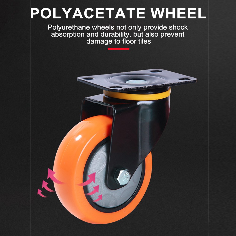 2 / 4 Pack Heavy Duty Swivel Plate Caster Wheels 3″ 4″ 5″ Polyurethane Wheels
