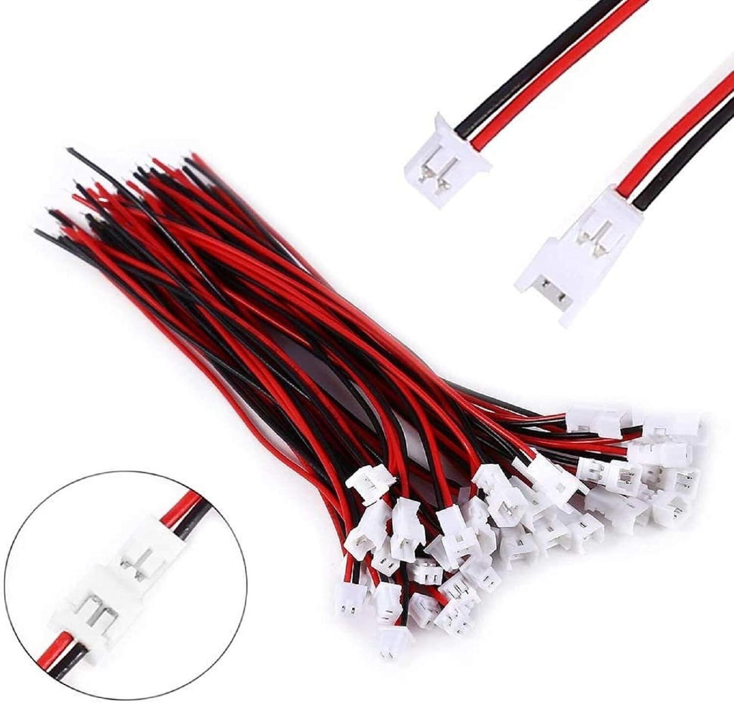 Letool 30 Pairs JST 1.25Mm 2 Pin Micro Male Female Connector Plug with Red Black
