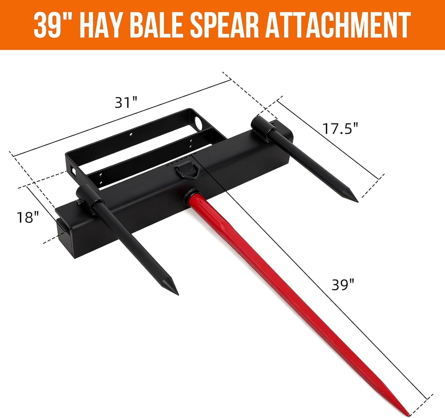 Garvee 3000BLS Universal Hay Bale Spear Tractor Bucket Spike Forks w 1pcs Spears