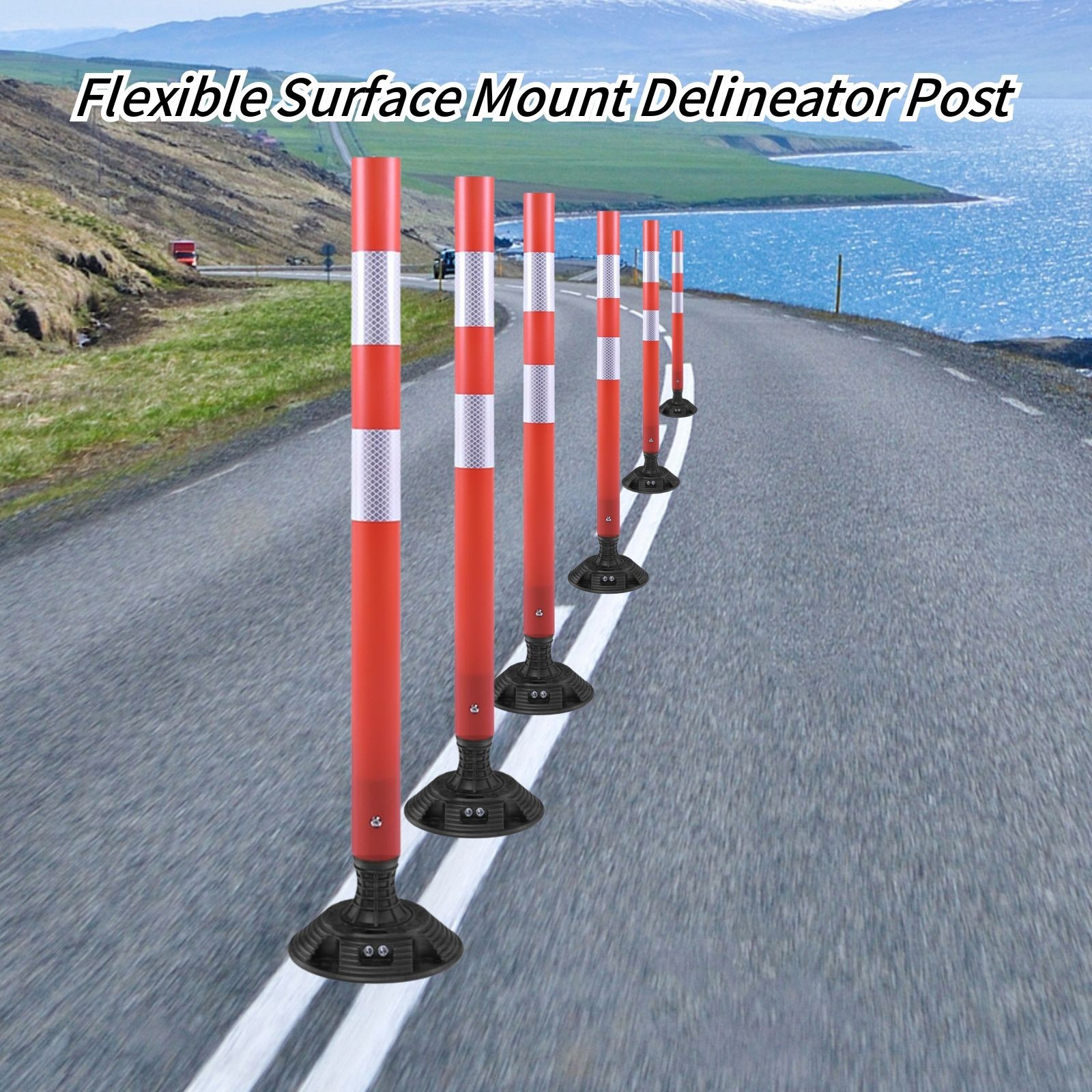 8Pack 36inch Orange Traffic Delineator Posts High Visibility Reflective Safety