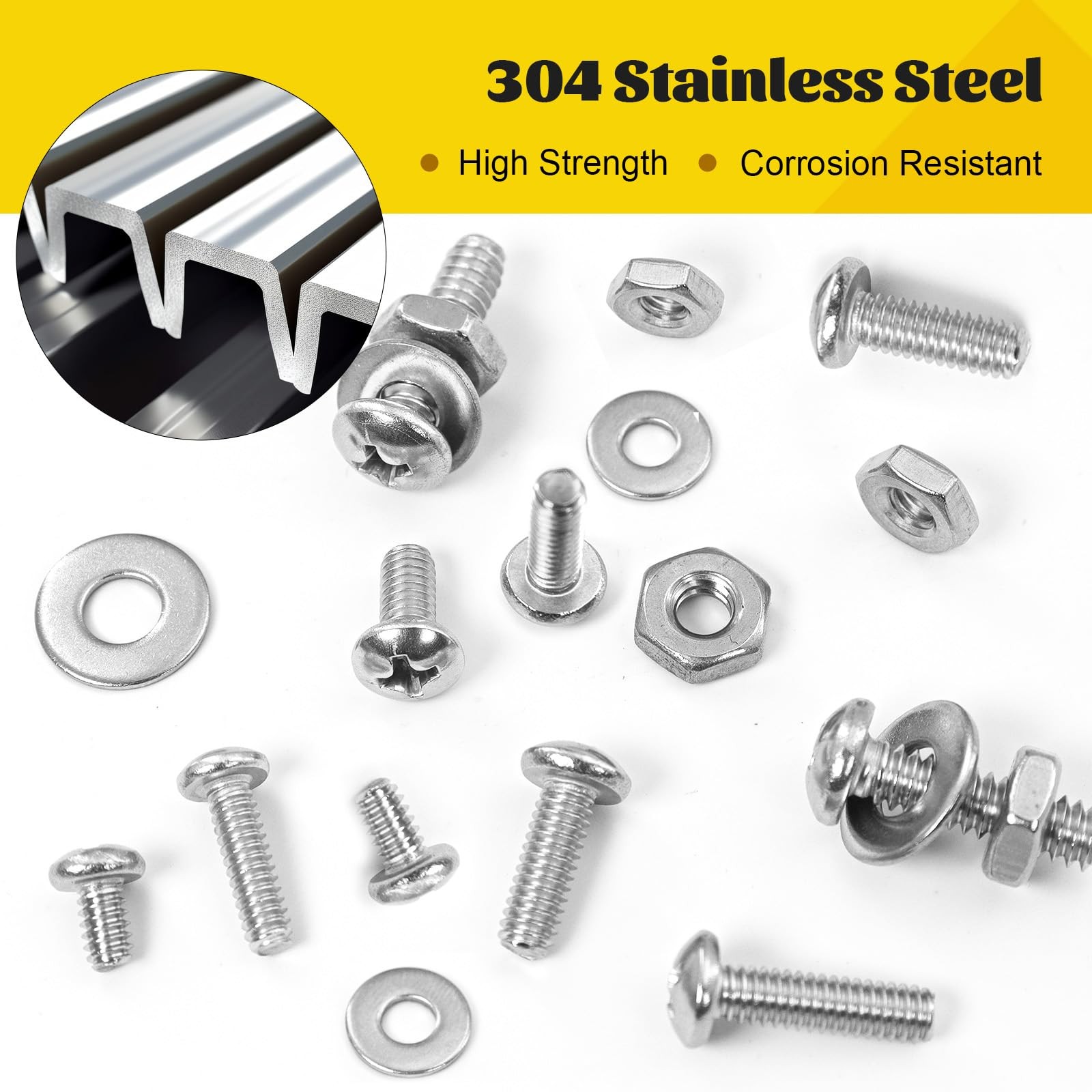 358PCS Machine Screws and Nuts Assortment Kit, #6-32#8-32#10-24 Phillips Pan